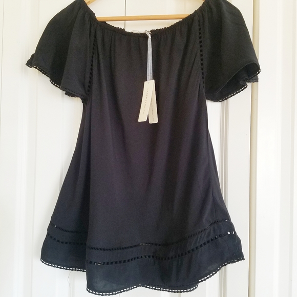 NAKED PRINCESS Isabella Black Off Shoulder Top NEW - Picture 3 of 6